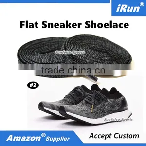Eco-Friendly Pattern Flat Mix-Color Shoelace With Metal/Plastic Aglets Ends - Over 10 Colors Available - Accept Custom - Black thumbnail-1