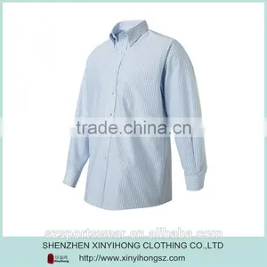 60% Cotton/40% Polyester Stripes Fabric Mens Button up Dress Shirt Custom thumbnail-1