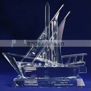 Islamic Ramadan Gift Crystal Arab Dhow With Logo and Text Engraved Free thumbnail-2