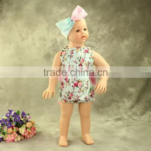Girl's Flower Printing Wide Stapped Romper for Baby thumbnail-1