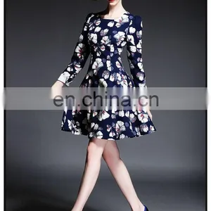 Woman Long Sleeve Print Dress Wholesale, Fashion Western Dress 2016 thumbnail-4