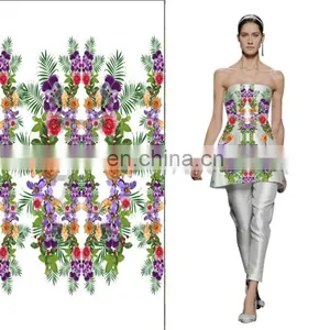 New Style Digital Printed Cotton Spandex Fabric Customer's Design Fress Sample For Garment thumbnail-1