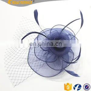 High Quality Elegant Design Rose Flower Handcraft Fascinator Hats With Veil Bridal Hair Accessories thumbnail-6