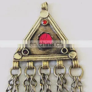Afghani Bohemian Handmade Necklace- Afgani Vintage Pendant Set thumbnail-2