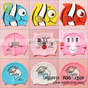 Newest Cute Blue Cartoon Fashion Silicone Material Swim Caps Boys Waterproof Caps thumbnail-1