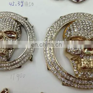 Hot Sell Skull Gold Metal Garment Accessories Belt Buckle Sew on or Pin on or Nail on Clothing Bags or Shoes thumbnail-1