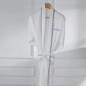 Eliya Luxury 5 Star Hotel Terry Towelling Robes Silk Embroidery Satin Bath Towel Robe thumbnail-1