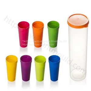Creative Travel Portable Rainbow Cup 7 Mould Outdoor Picnic Plastic Cup Set Mould Juice Cup Handy Cup Mould thumbnail-1