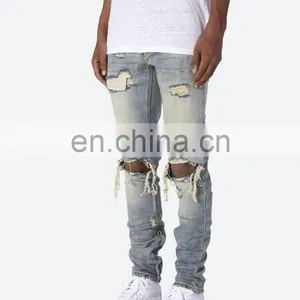 DiZNEW 2020 Knee Ripped Jeans Wholesale Ankle Zipper Custom Jeans Pants Men thumbnail-3