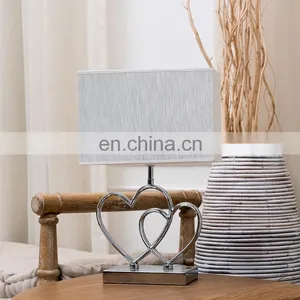 Novel Love Theme Heart Shape Custom Table Decoration Metal Base Hotel Custom Bedside Lamp With Logo thumbnail-5