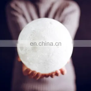 Creative Gift Decoration 3d Moon Light Rechargeable Night Light 3 Colors Touch Control Lamp Lights thumbnail-6