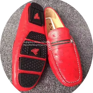 Ostrich Leather Shoes Men's Beanie Shoes Leather New Giant Crocodile Trend All-Match Driving Couple Casual Shoes thumbnail-3