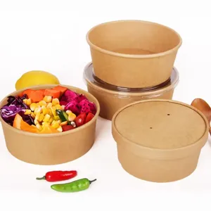 2024 Best Sale Paper Salad Soup Bowls With Lids 8Oz 16Oz 32Oz Kraft Paper Bowls thumbnail-5