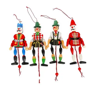 Handcrafted Wooden Marionette Pull String Puppet Figurine, Vintage Hand Painted Wooden String Doll Craft Decor for Window Table Home Decoration thumbnail-1