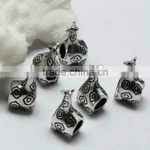 Lead Free Nickle Free Zinc Alloy Pdora Deerlet Shape Jewelry Hole Beads for Bracelets and Necklaces thumbnail-1