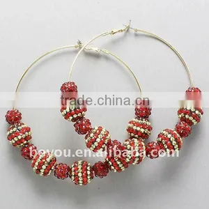 New Red Crystal Hoop Basketball Wives EARRINGS thumbnail-1