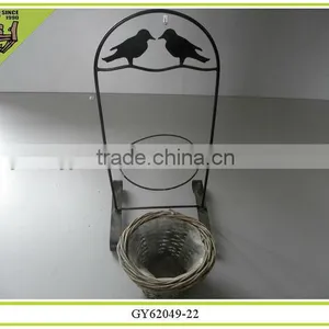 New Design Home Decoration Rattan Baskets With Iron Shelf thumbnail-1