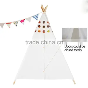 Playhouse-Printed Owl-Preassemble Teepee Canopy Canvas Tent For Kids Cotton One Person Canvas Tent thumbnail-3