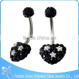 BR01746 Body Piercing Sapphire Crystal Heart Shaped 16 Gauge Navel Rings thumbnail-2
