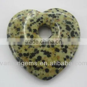 Wholesale 35*6mm Dalmatine Gemstone Donut Heart Shape Pendant thumbnail-1