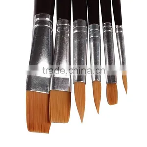 Free Sample 6pcs Nylon Hair Wood Handle Watercolor Artist Brush Set Gouache Brush Set Wholesale thumbnail-4