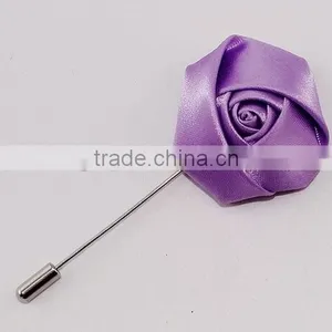 Silk Rose Flower Corsage Long Pin Brooch For Men's Suits Wedding Occasion thumbnail-6
