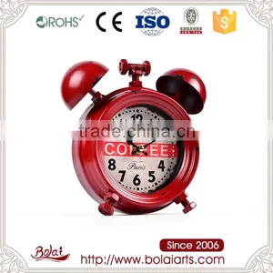 Red Retro Screw Shape Quartz With Tow Bells Quartz Analog Desk Clock thumbnail-1