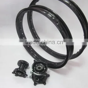 Motorcycle Wheels:CRF 125/250/450 Motorcycle Complete Wheel Sets:Black Hubs With Black Rims 1.60-21" and 1.85-19" thumbnail-3