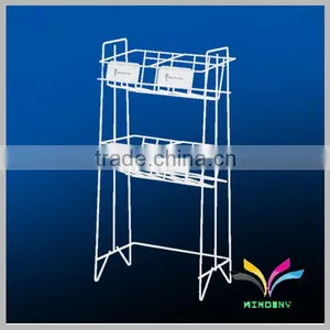 Floor Stand White Wire Magazine Display Rack thumbnail-1