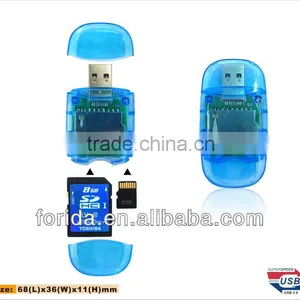 Two Cap Transparent SD and TF USB 3.0 Card Reader thumbnail-1