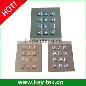 Outdoor Panel Mount Metal Illuminated Numeric 4x3 Keypad thumbnail-2