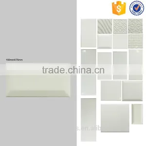 75x150 White Wall Tile, Bevel Surface Ceramic Tiles, Kitchen and Bathroom Interior Tile thumbnail-1