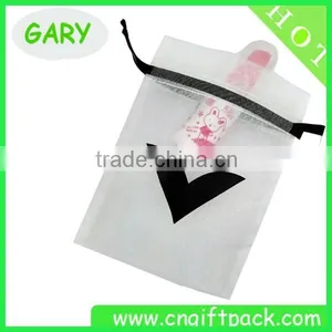 Custom Printed White Organza Pouch With Black Logo Screen Printing thumbnail-2