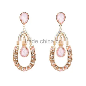 2016 New Design Christmas Gifts Pink Oval Opal Earring With High Quality thumbnail-1