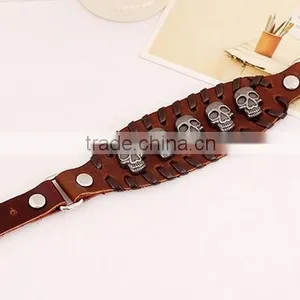 Letter Bracelet Wristband Cuff Real Leather Bracelet For Men Women thumbnail-5
