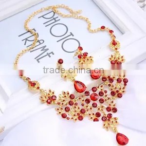 2016 Fashionable Women Bridal Wedding Party Prom Rhinestone Necklace Earrings Jewelry Set thumbnail-2