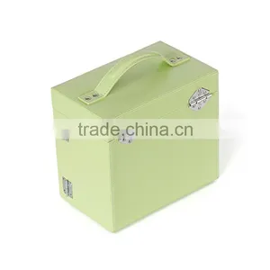 Wholesale Portable PVC Leather Empty Cosmetic Case Makeup Vanity Box With Mirror thumbnail-2