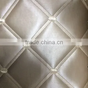Semi PU Upholstery Leather Supplier Surface With Embroider Design and Metallic Color thumbnail-4