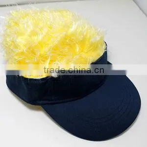 Custom Made Cotton Visor Cap With Fake Hair thumbnail-2