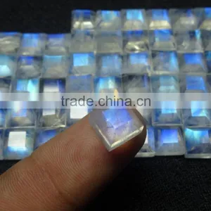 Rainbow Moonstone 8x8 mm Square Shape Blue Flashy Faceted Rainbow Moonstone Gemstone thumbnail-4