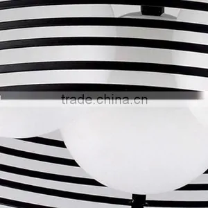Metal Frame Glass Shade Black Painting Big Hotel Pendant Light thumbnail-5