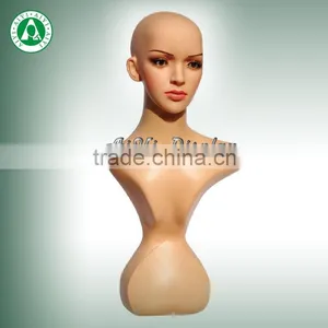 With Make up Head Skin Color PP Material Jewelry Display Female Cheap Female Bust Mannequins Sale thumbnail-1
