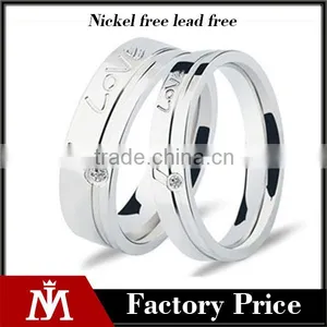 2016high Polished Crystal Engrave 316l Stainless Steel Wedding Band Ring for Lovers thumbnail-1