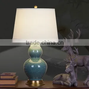 Gourd Shape Ceramic Body With Fabric Lampshade Modern Desk Lamp Bedroom Living Room Table Lamp thumbnail-1