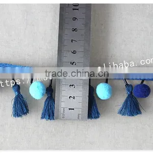 Newest Design Handmade 4.5cm Width Beaded Pompom Fringe Wholesales thumbnail-6