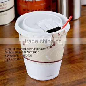 Plastic Flat Lid for Paper Cup Cover, White Liftback and Lock Tab Lid thumbnail-1