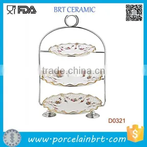 3 Tiers Ceramic Wedding Cake Holder With Strainless Steel Handle thumbnail-1