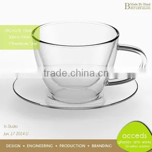 Heat Resisting Glass Custom Printed Tea Cups And Saucers Wholesale thumbnail-3