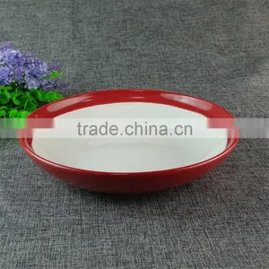 High Quality Cheap Colorful Round Porcelain Baking Pan Dish,yellow and Red and Blue thumbnail-3