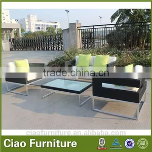 New Design Rattan Sofa 4 pc Leisure Aluminum Frame Outdoor Furniture Used Garden Sofa Set thumbnail-4